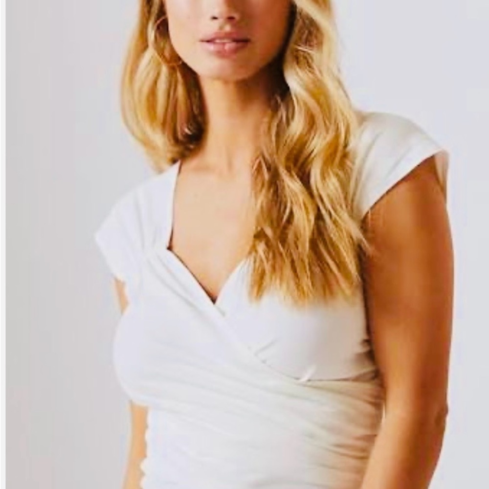 Maeve Elegant White Wrap Top